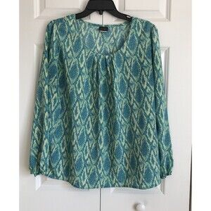 Salon Studio Womens Top Blouse Size L Long Sleeve Crew Neck Poliester wg